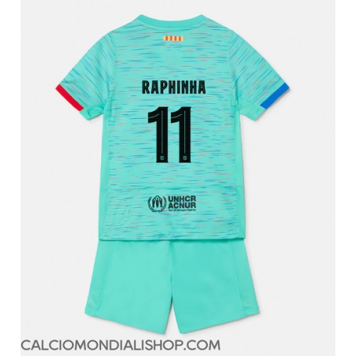 Maglie da calcio Barcelona Raphinha Belloli #11 Terza Maglia Bambino 2023-24 Manica Corta (+ Pantaloni corti)